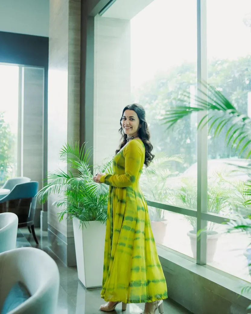 Simple Georgette Kurti With Real Mirror Work Lace Border