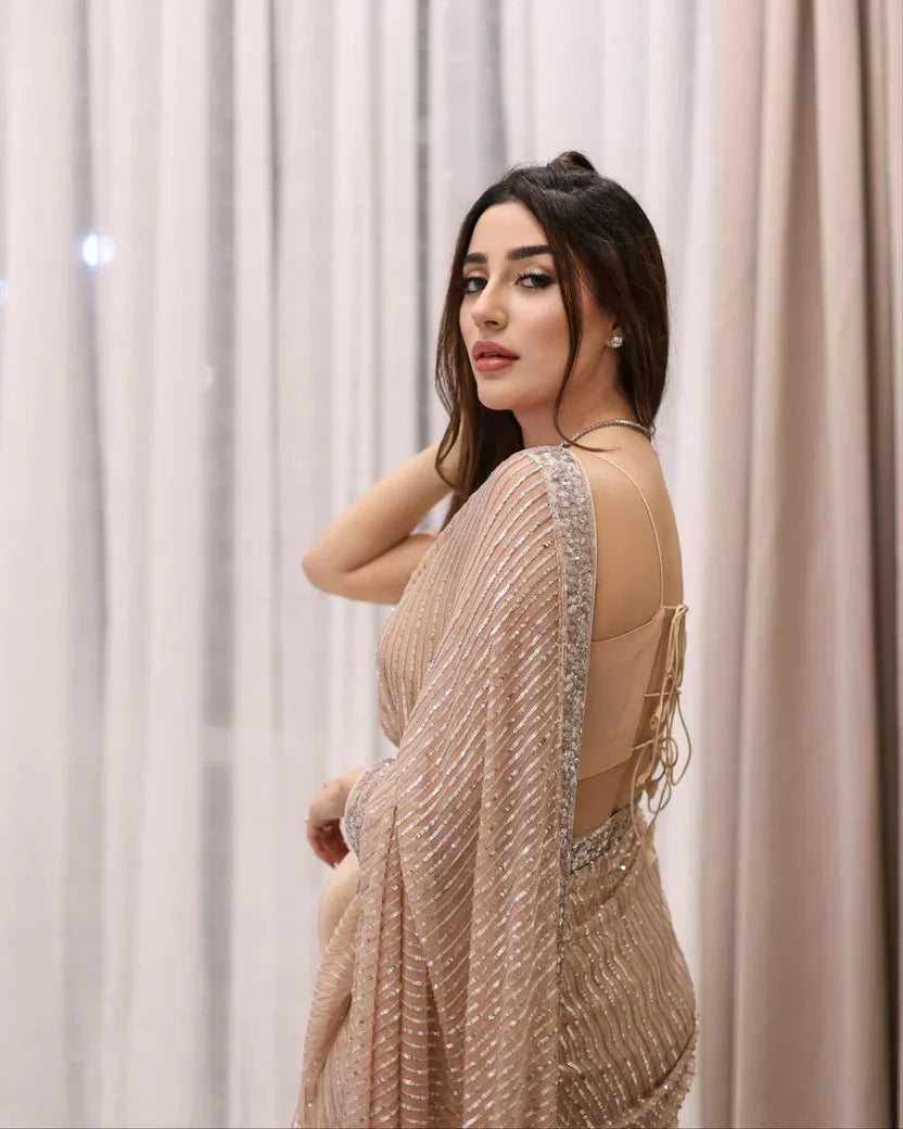 Sequence Embroidery Work Party Wear Saree